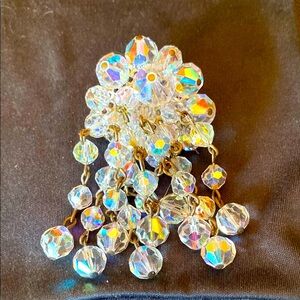 Vintage Silver Crystal Brooch